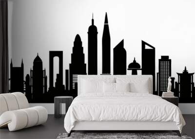 Shenzhen skyline silhouette. Black Shenzhen city vector illoustation isolated on white background. Wall mural