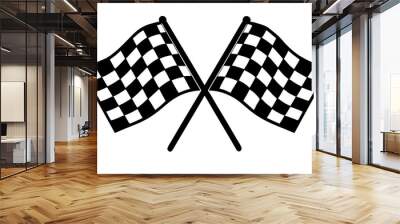 two crossed checkered Flag NASCAR Racing flag sports finish line flag svg vector cutfile for cricut ,silhouette  Wall mural