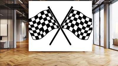 two crossed checkered Flag NASCAR Racing flag sports finish line flag svg vector cutfile for cricut ,silhouette  Wall mural