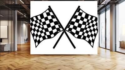 two crossed checkered Flag NASCAR Racing flag sports finish line flag svg vector cutfile for cricut ,silhouette  Wall mural