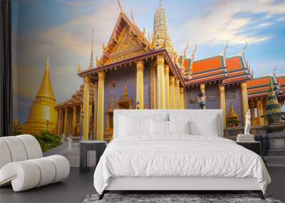 Wat Phra Kaew, the Temple of Emerald Buddha in Bangkok, Thailand Wall mural