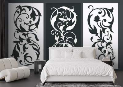 Floral ornament with stencil concept Wall mural