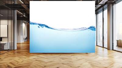 close up blue water splash with bubbles on white background Wall mural