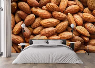 close up Peeled almonds nut background Wall mural