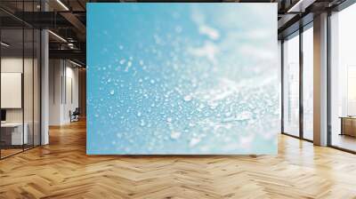 Close up rain water drops on blue sponge surface  Wall mural