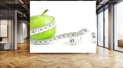 green apple with Measuring tape on diet concept  Wall mural