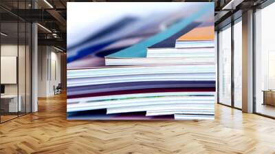 stack of colorful magazines , extreamly DOF Wall mural