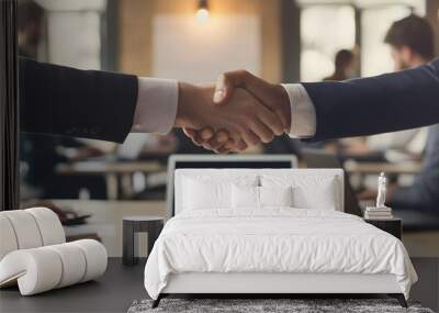 Business Handshake Between Two Professionals in Office Setting Wall mural