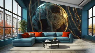 Football. Football ball in the net. Wall mural