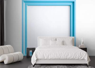 Photo of blank frame for picture or image with blue border without background. Template for mockup Wall mural