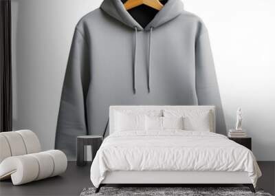 Photo of clean light gray hoodie without background. Template for mockup Wall mural