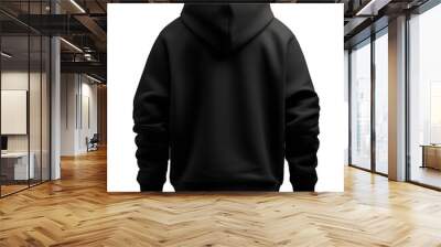 Photo rear or backside of clean black hoodie without background. Template for mockup Wall mural