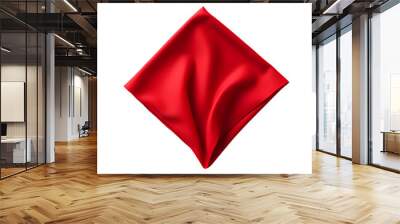 Top view of red napkin. Close up view. Transparent PNG inside Wall mural