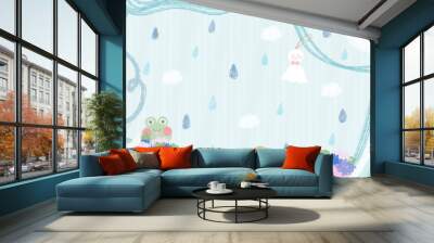 Rainy season frame blue background Wall mural