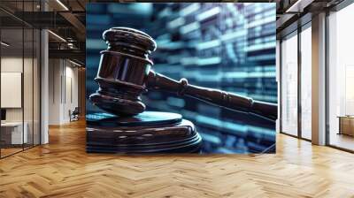 Judge gavel and data center concept depicting digital law and technology Wall mural