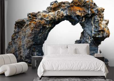 Majestic ancient pre-historic artificial rock archway, cave-like structure cut out on a transparent isolated background.  Wall mural