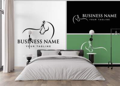 line art horse and man logo Wall mural