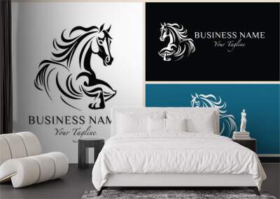 line art horse head letter a logo Wall mural