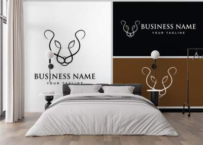 line art lioness logo design Wall mural