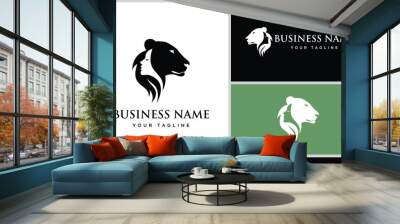 line art lioness logo design Wall mural