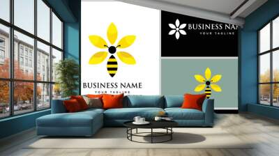 silhouette bee sun logo template Wall mural