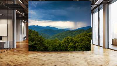 Rainstorm Over Appalachian Mountains  From Blue Ridge Parkway in Asheville, NC Wall mural