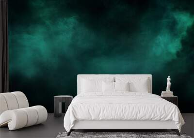 horror green blue clouds, dark grunge smoke texture, black haunted background, thriller mystery poster, Generative AI Wall mural