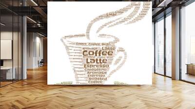 Coffee Cup Word Cloud - words associated with Coffee Wall mural