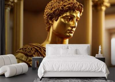 Gold Stoic Figure: Forged in Resilience and Philosophical Strength, Stoicism, Generative Al Wall mural