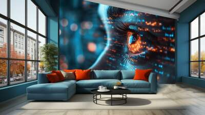 Eye of futuristic and Innovative Imagery AI and Automation use of artificial intelligence and automation in business processes, illustrating efficiency and productivity enhancements Wall mural