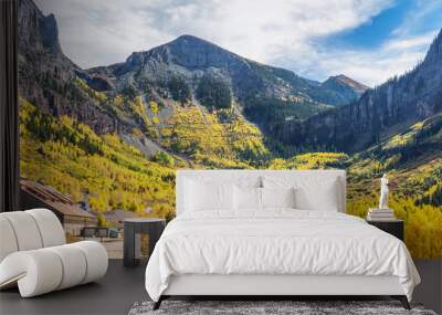 Autumn at the end of the box canyon Telluride Colorado - Rocky Mountains Wall mural