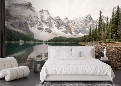 Autumn Snow at Lake Moraine in Banff National Park Wall mural