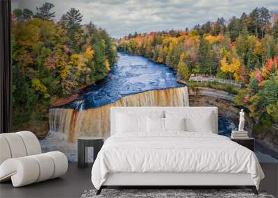 Beautiful morning dawn at Upper Tahquamenon Falls in Autumn - Michigan State Park in the Upper Peninsula - waterfall Wall mural