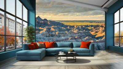 Early morning light in the Badlands National Park - overlook Wall mural