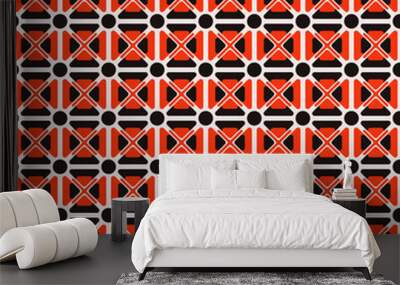 Abstract Seamless Red Black Pattern. Ornament Vector Pattern. Wall mural