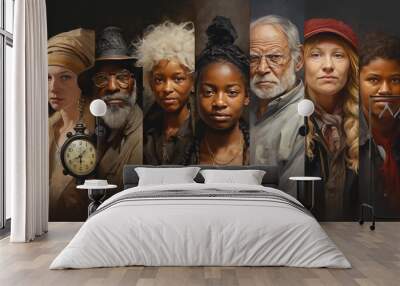 a diversity of ages, people of different gender, race, age and walks of life Wall mural