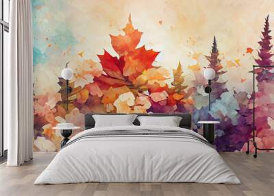 autumn abstract background with organic lines and textures on white background. Autumn floral detail and texture. Abstract floral organic wallpaper background illustration Wall mural