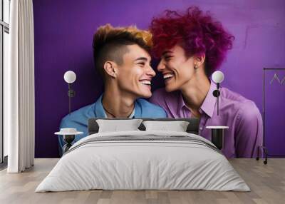 LGBT Lesbian couple love moments happiness concept Wall mural