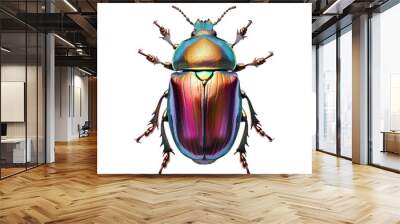 top view of a shiny beetle isolated on a white transparent background Wall mural