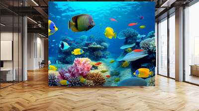 colorful fish and corals underwater. Wall mural