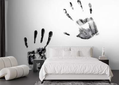 Hand prints. Left and right. Black on white Wall mural