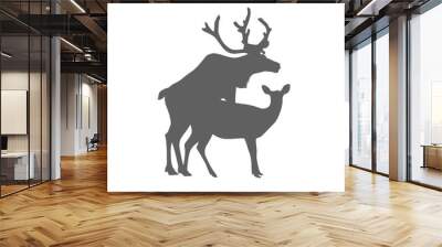 Mating deers silhouette. Flat icon Wall mural