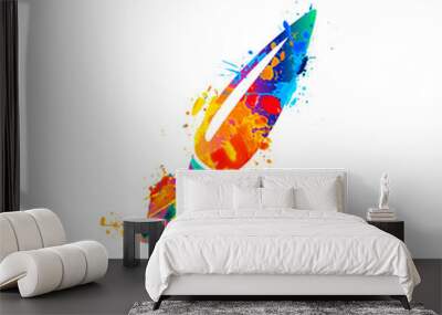 paintbrush vector icon. fine art symbol of splash paint Wall mural