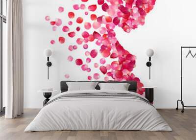 Profile of pregnant woman of rose petals Wall mural