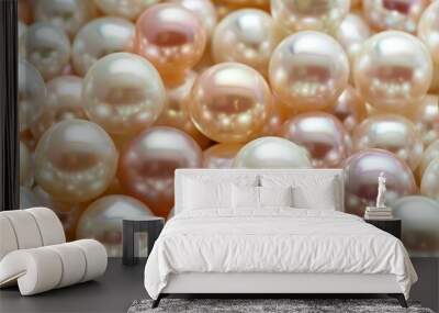 A bunch of pearls are shown in a close up Wall mural