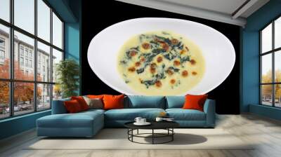 Baked spinach with cheese isolated on the black background with Wall mural