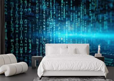 Dark blue background with computer code. Wall mural