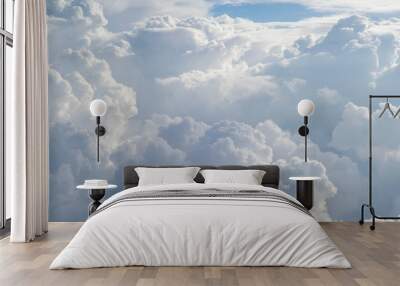 Aerial view from the plane of fluffy rain cloud in daytime - Cloudscape Wall mural