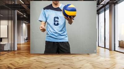 Asian Volleyball Athlete With Ball Wall mural