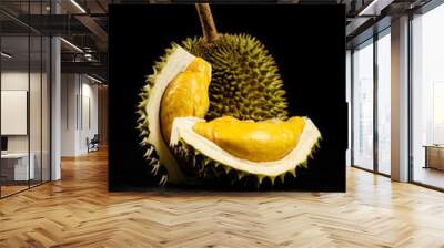 Durian - King of fruit in black background Wall mural